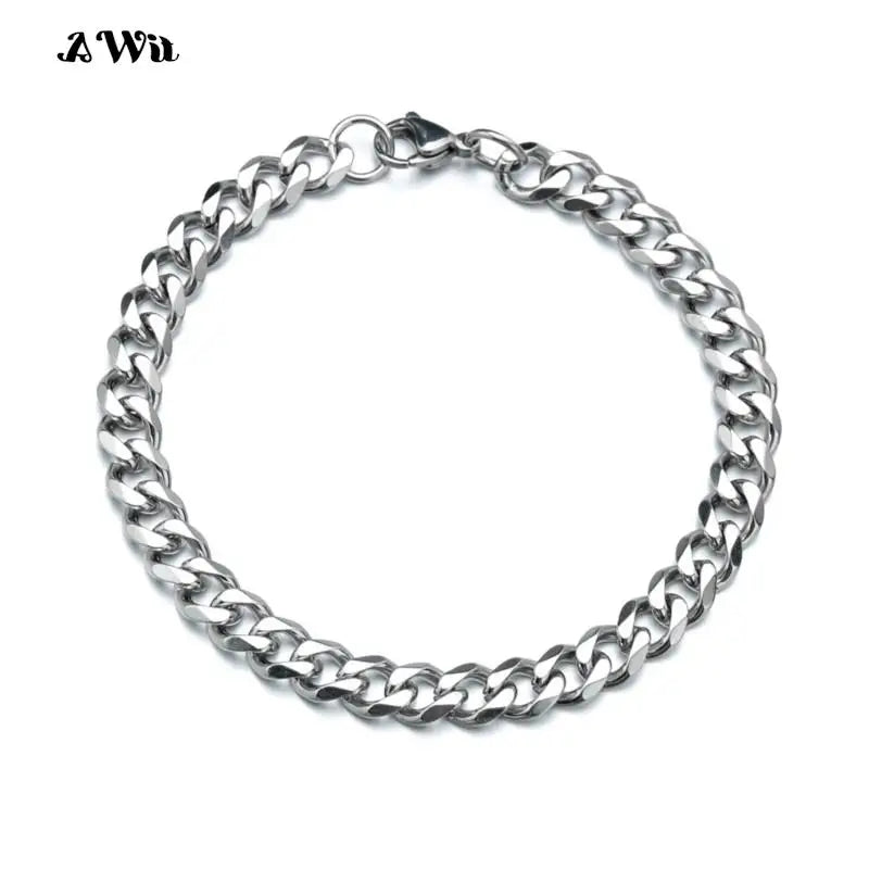 Awit Miniamlist Men Bracelet Gold Jewelry Street Style Stainless Steel 316L 18k Gold Plated Cuban Chain Bracelets For Women