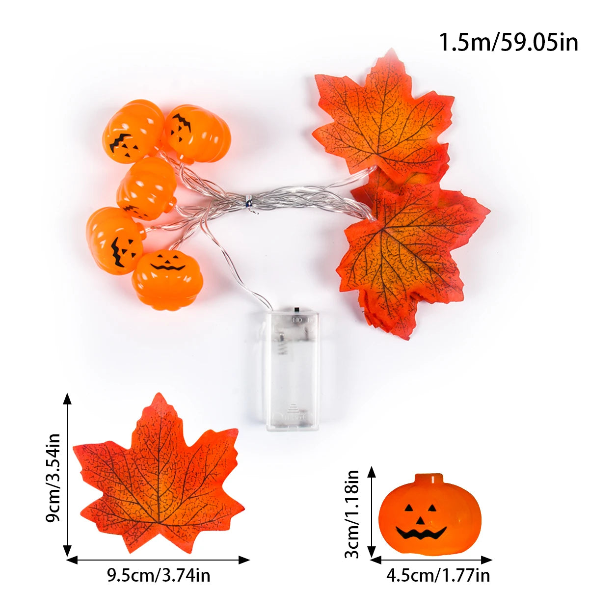 Artificial Autumn Maple Leaves Pumpkin Garland LED Fairy String Light Fall Thanksgiving Decorations Halloween Party DIY Supplies