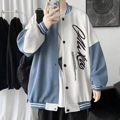 American Style Casual Versatile Jacket Trendy Color Block Design Sensibility Baseball Uniform Men Women Spring Autumn Season