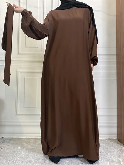 Hot Selle Simple Style Moroccan Dresses Kaftan Turkey Solid Color Gulf Abayas Islamic Women Long Dress Muslim Saudi Robe Ramadan