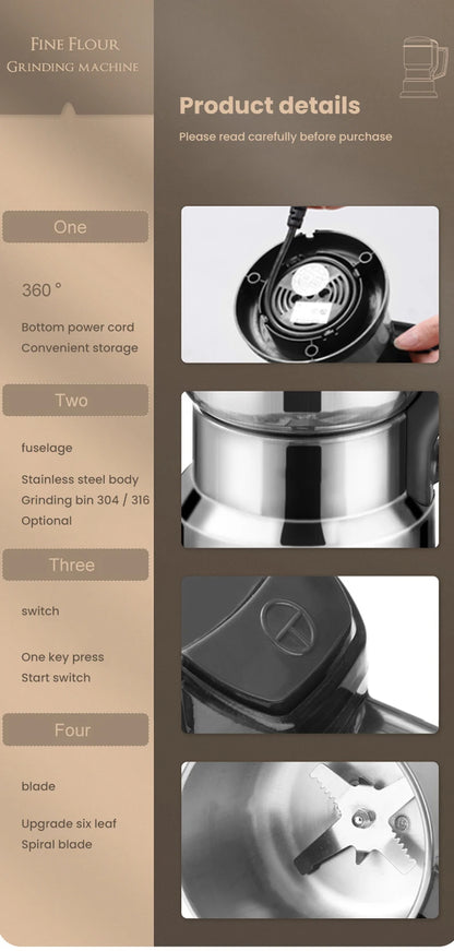 High Power Electric Coffee Grinder Kitchen Cereal Nuts Beans Spices Grains Grinder Machine Multifunctional Home Coffee Grinder