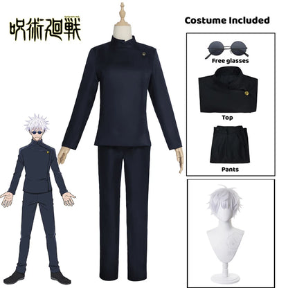 Gojo Satoru Cosplay Uniform Jujutsu Kaisen Gojo Satoru Cosplay Costume High School Uniform Wig Suit Halloween Costumes for Men