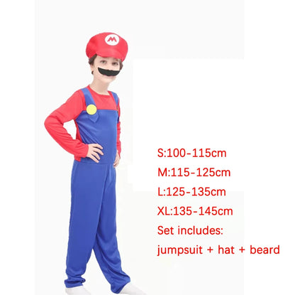 Game Anime Cosplay Halloween Costumes Funny Super Brother Bros Children Fantasia Cosplay Jumpsuit Xmas Carnival Adult Woman Suit