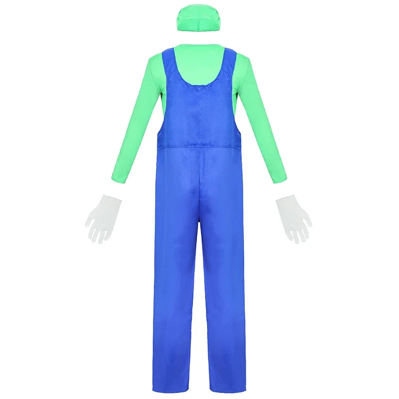 Halloween Carnival Adult Men Funny Super game Cosplay Costume Luigi Bros Plumber Christmas Fancy Dress