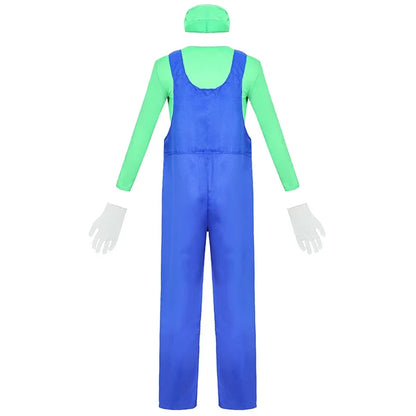 Halloween Carnival Adult Men Funny Super game Cosplay Costume Luigi Bros Plumber Christmas Fancy Dress