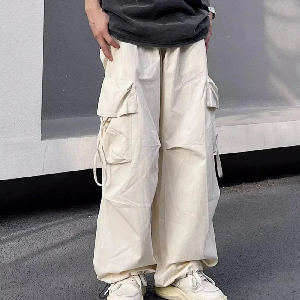 Mens Parachute-Style Loose Oversized Cargo Pants Fashion Hip-hop Y2K Streetwear