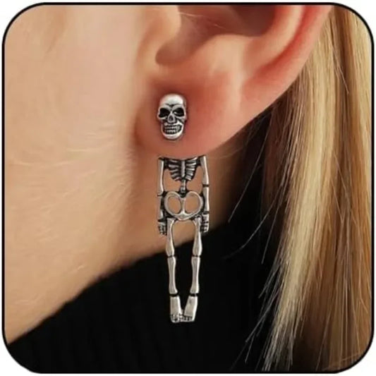 Punk Halloween Earrings for Women, Spooky Skull Skeleton Dangle Earrings for Women,Bloody Knife Drop Earrings,