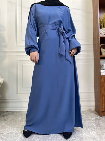 Hot Selle Simple Style Moroccan Dresses Kaftan Turkey Solid Color Gulf Abayas Islamic Women Long Dress Muslim Saudi Robe Ramadan