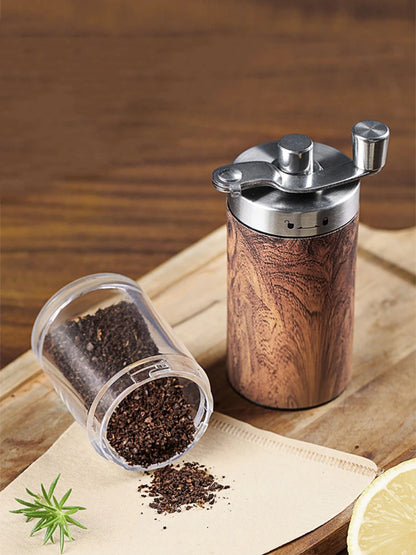 Portable Stainless Steel Manual Coffee Grinder Wood Grain Hand Coffee Bean Mill Espresso Coffee Maker with Ceramic Burrs