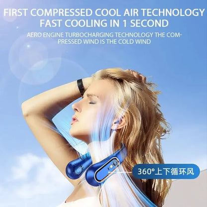 Hanging neck fan portable summer air cooler USB cooling fan with 5 speeds and digital displays - super technology and bladeless