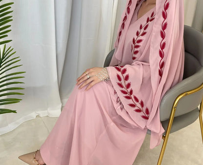 Eid Muslim Abaya for Women Embroidery Dress with Scarf 2 Piece Set Dubai Arab Long Robe Morocco Abayas Kaftan Headscarf Gorgeous