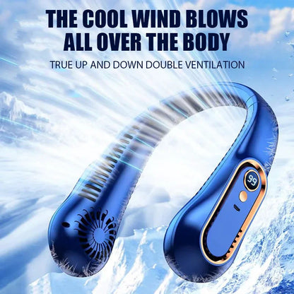 Hanging neck fan portable summer air cooler USB cooling fan with 5 speeds and digital displays - super technology and bladeless