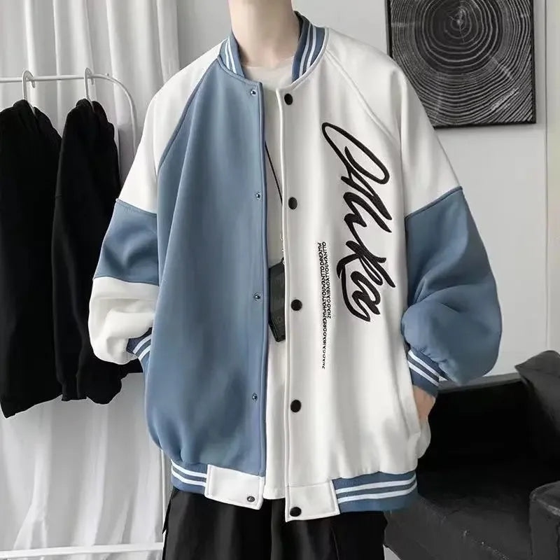 American Style Casual Versatile Jacket Trendy Color Block Design Sensibility Baseball Uniform Men Women Spring Autumn Season