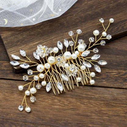 Elegant Hair Combs for Bride - Crystal Rhinestones and Pearls Hairpins- Headpiece