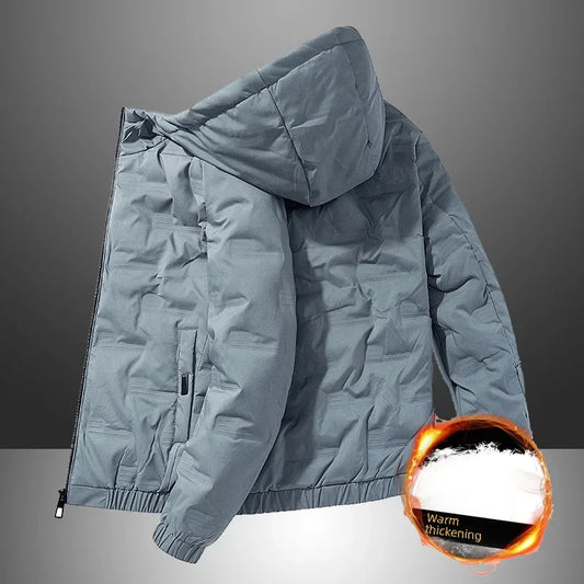 Men's Winter Thickened Hooded Cotton-padded Jacket Casual Short Down Cotton Coat Trendy Outerwear