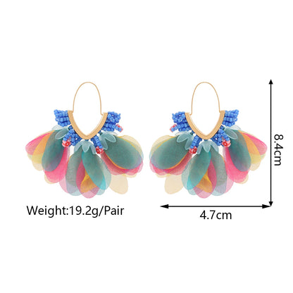 Elegant Charm Colorful Flower Glamorous Holiday Dangle Drop Earrings - Trendy Luxury Wedding Party Jewelry