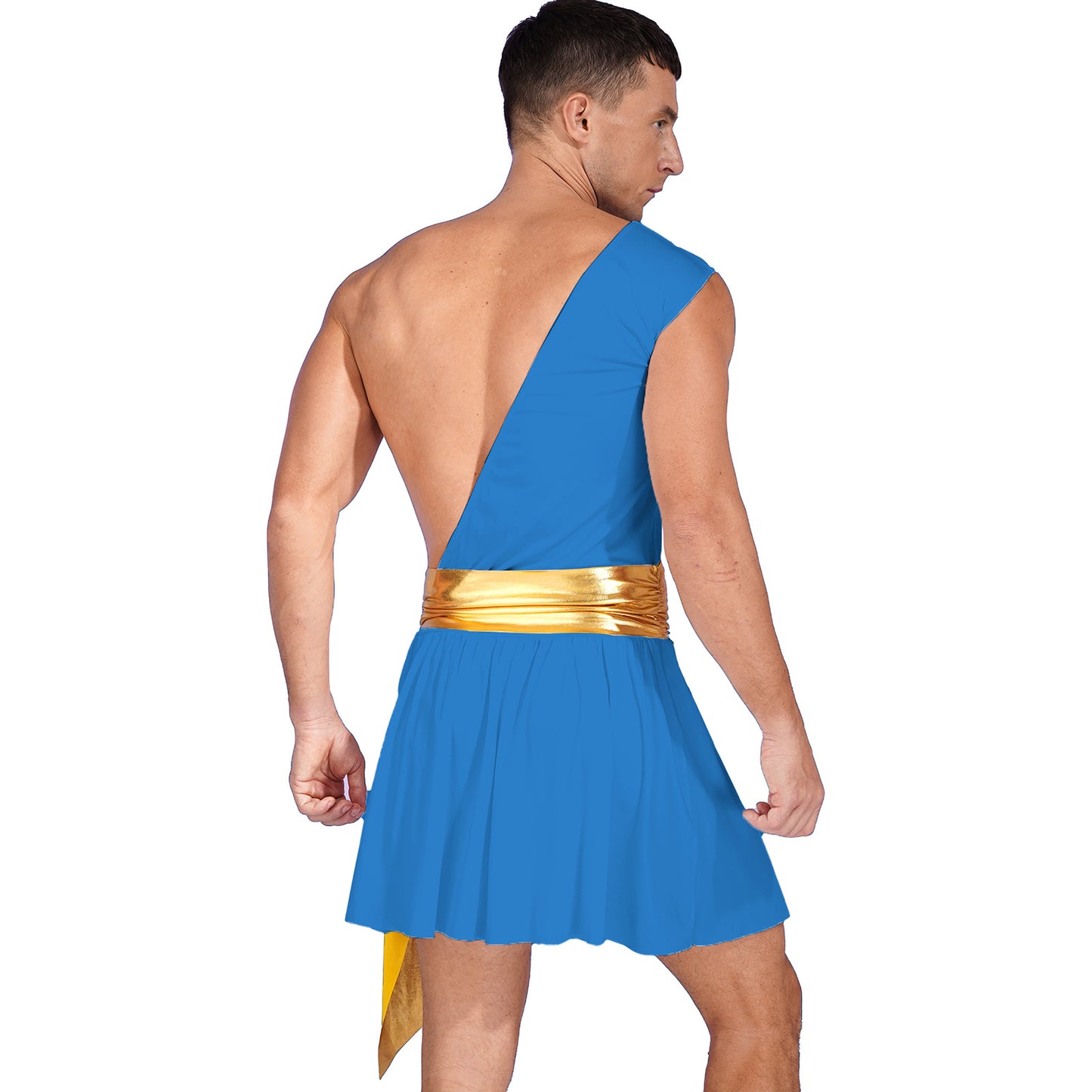 Men's Ancient Greek God Halloween Party Costume Cosplay One Shoulder Strap Skirts Knight Warrior Theatrical Performance Outfit