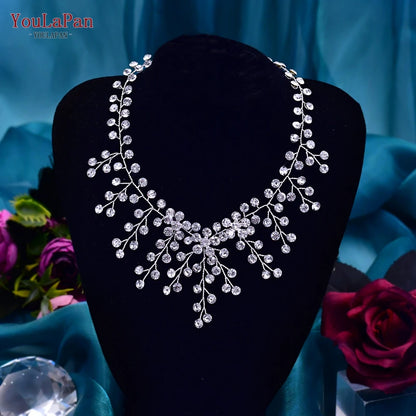 Elegant Crystal Necklace for Women - Bridal Clavicle Chain Choker, Wedding Party Diamante Jewelry