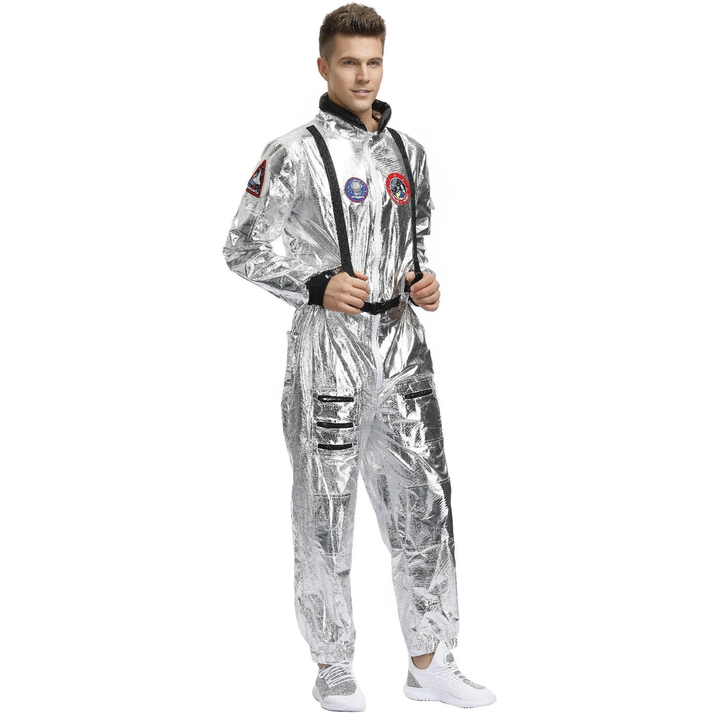 Halloween Christmas Silver Spaceman Men Women Space Suit Adult Children Astronaut Costume Family Party Dress Up Birthday Gift