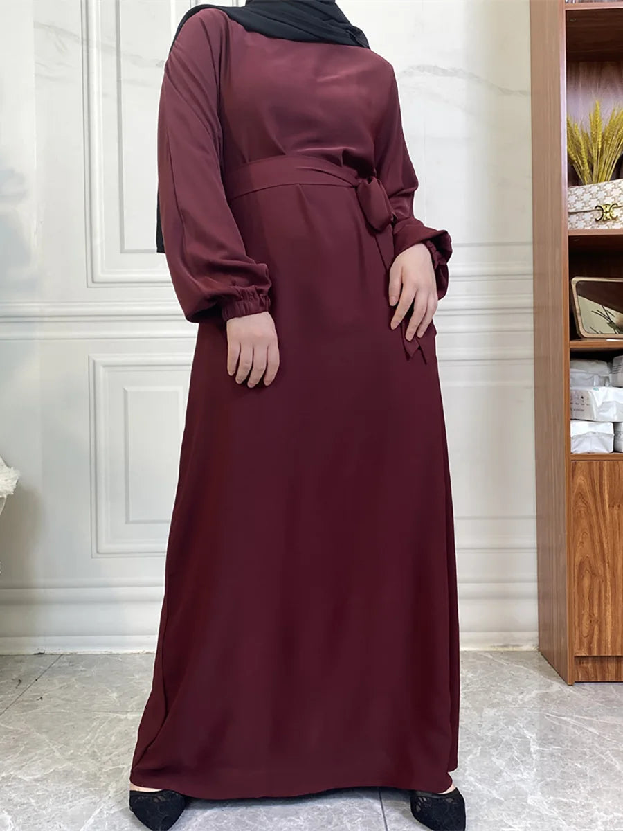 Hot Selle Simple Style Moroccan Dresses Kaftan Turkey Solid Color Gulf Abayas Islamic Women Long Dress Muslim Saudi Robe Ramadan