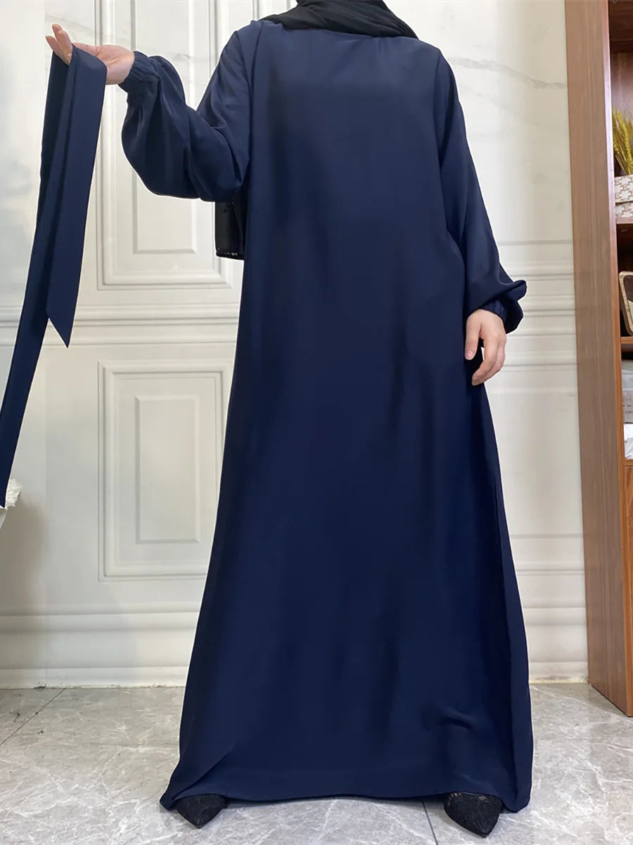 Hot Selle Simple Style Moroccan Dresses Kaftan Turkey Solid Color Gulf Abayas Islamic Women Long Dress Muslim Saudi Robe Ramadan