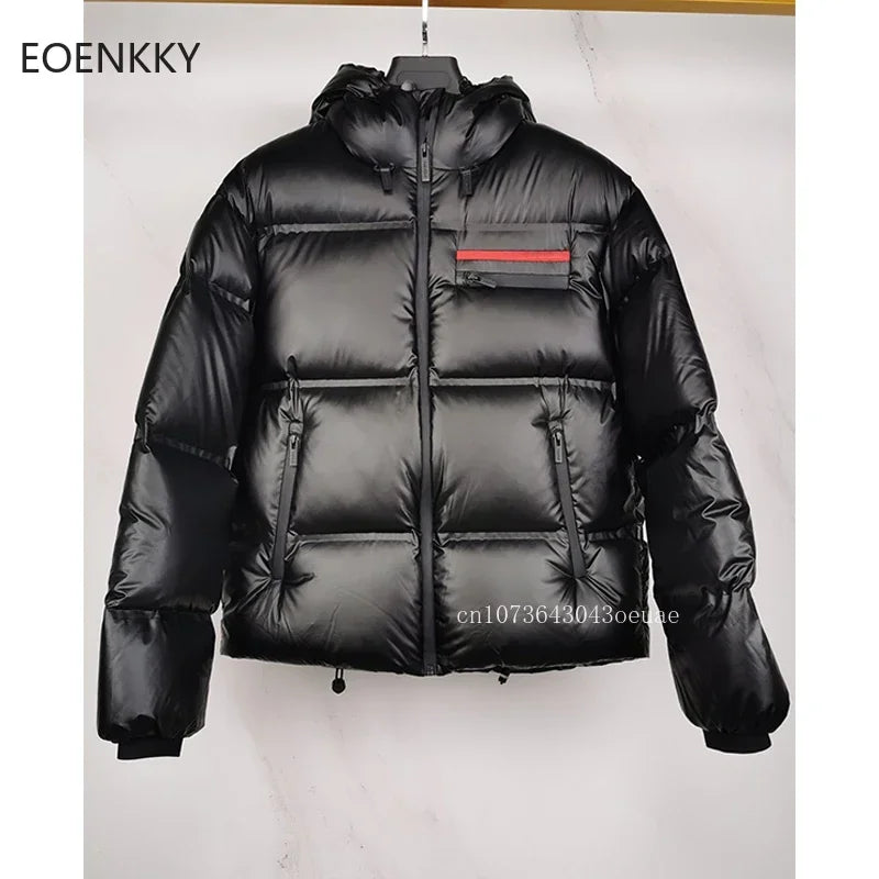 Couples Fashion Hooded Down Jacket Men's Short Bread Jacket Women's Casual Top Coat 1: 1 High Quality Winter Down Jacket