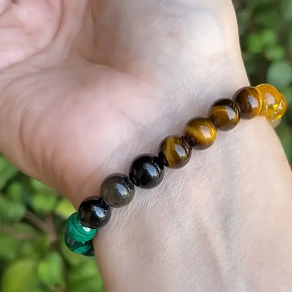 dad gifts from son Natural Stone Bracelet women men Attract Good Luck Money Health Green Malachite Tiger Eye beads bangles