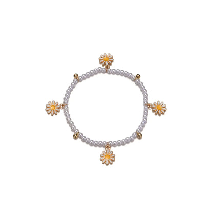 Multilayer Sweet Daisy Flower Anklets - Sparkling Chain with Sunflower Floral Boho Foot Chain, Barefoot Ankle Bracelet Jewelry