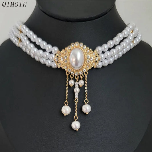 Imitation Pearl Multilayer Short Necklace - Romantic Timeless Jewelry