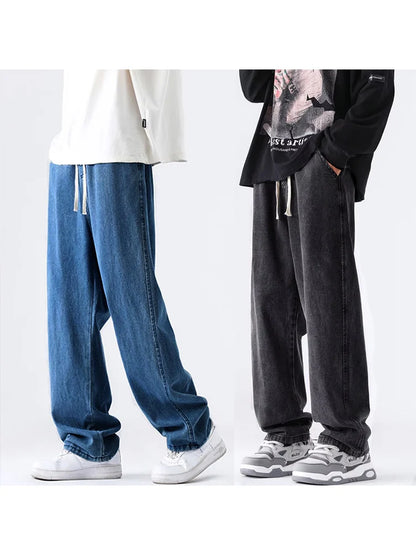 M-5XL Teenage Jeans Appear Slim and Loose Fitting Casual and Versatile Sportswear Pants Straight Leg Trendy Jeans