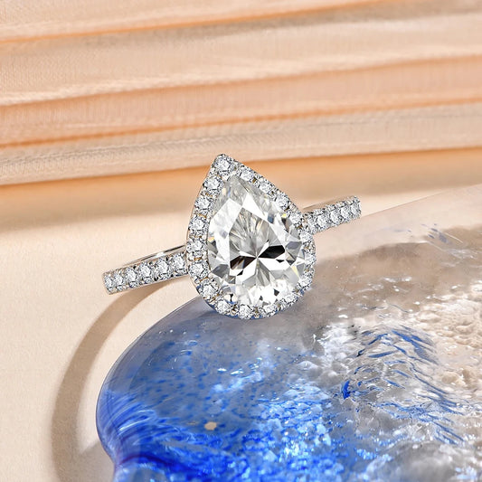 Luxurious 2.0CT Pear Cut Moissanite Ring, Crafted from 100% 925 Sterling Silver