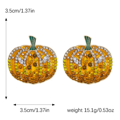 Thanksgiving Day Elegant Rhinestone Pumpkin Earrings,Elegant Festival Party Banquet Holiday Women Accessories