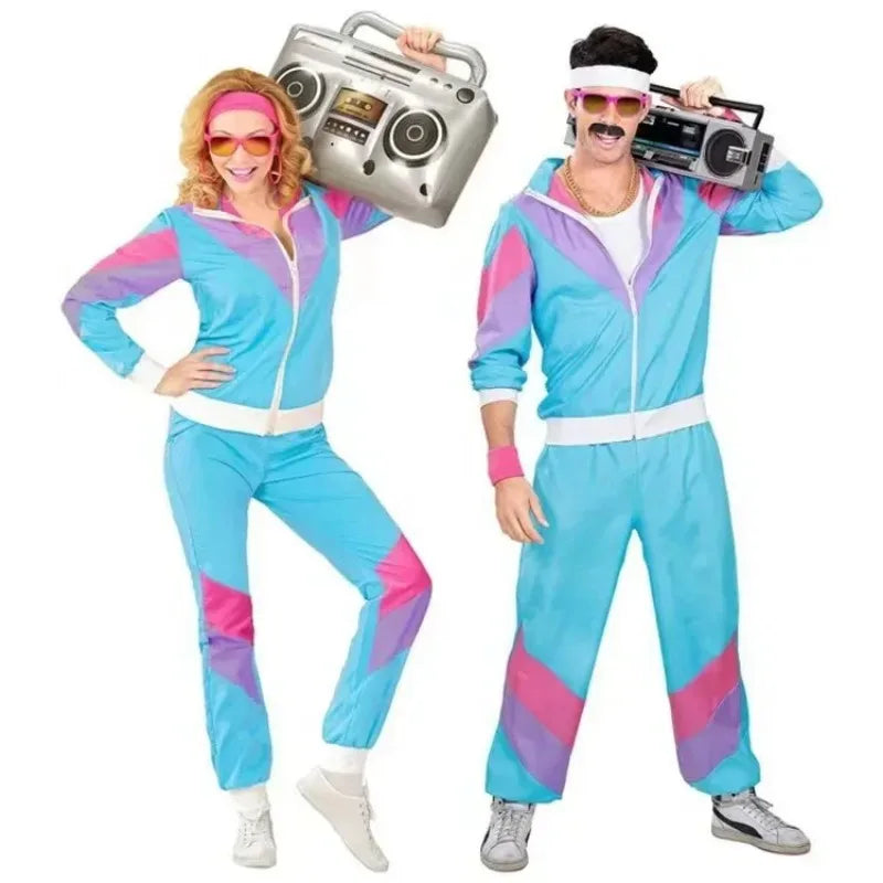 Halloween Costumes 70s Retro Disco Couple Sportswear, Party Stage Performance Costumes