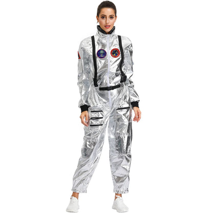 Halloween Christmas Silver Spaceman Men Women Space Suit Adult Children Astronaut Costume Family Party Dress Up Birthday Gift