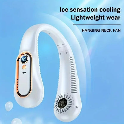 Hanging neck fan portable summer air cooler USB cooling fan with 5 speeds and digital displays - super technology and bladeless