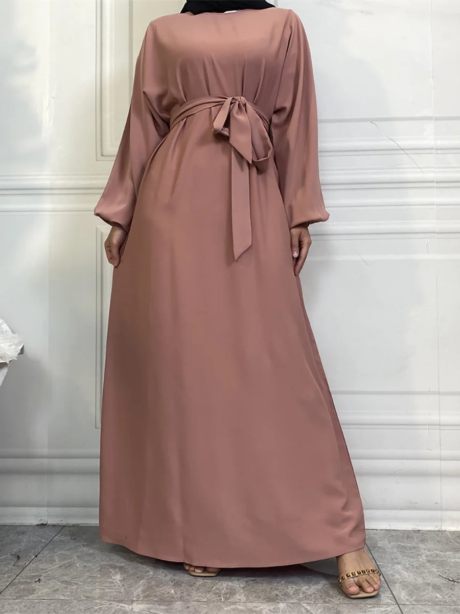 Hot Selle Simple Style Moroccan Dresses Kaftan Turkey Solid Color Gulf Abayas Islamic Women Long Dress Muslim Saudi Robe Ramadan