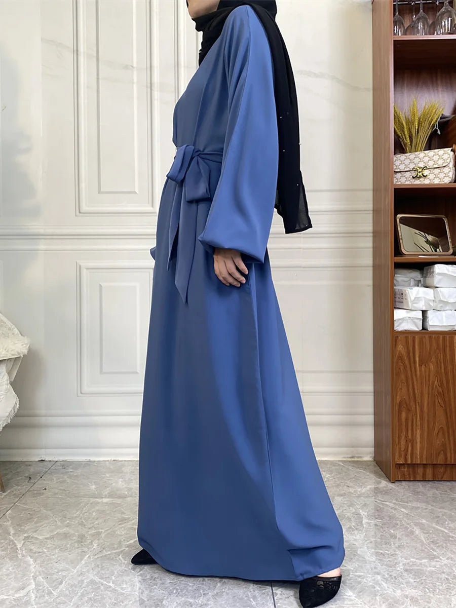 Hot Selle Simple Style Moroccan Dresses Kaftan Turkey Solid Color Gulf Abayas Islamic Women Long Dress Muslim Saudi Robe Ramadan