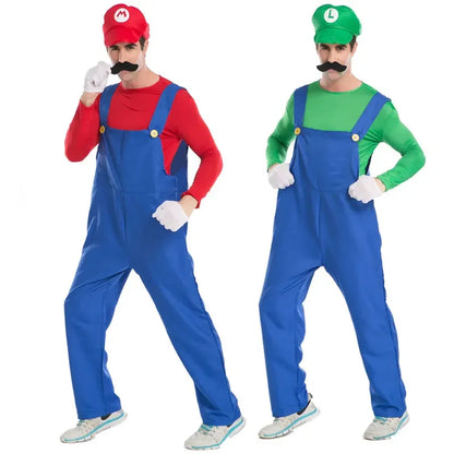 Halloween Carnival Adult Men Funny Super game Cosplay Costume Luigi Bros Plumber Christmas Fancy Dress