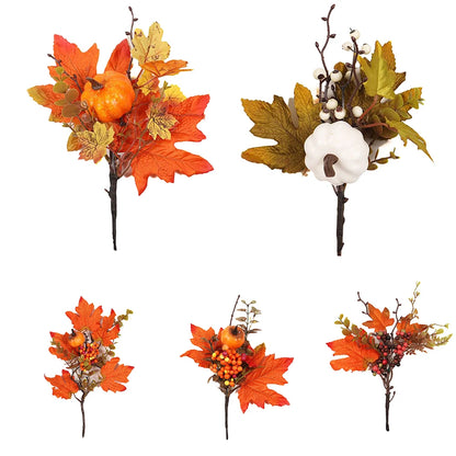 Artificial Maple Leaves Branch Fake Fall Leaves Stems Plants Outdoor Home Decor Outdoor Artificial Flower Halloween Decor