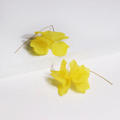 Multicolored Fashion Resin Flower Long Drop Earrings - 2022 Bohemia Handmade Petal Dangle Earrings