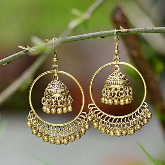 Retro Tassel Drop Earrings - Jhumka Indian Ethnic Dangling Earrings for Women