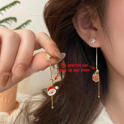 Xmas Santa Claus Drop Earrings Christmas Tree Snowflake Long Tassel Chain Earrings for Women Fashion Jewelry New Year Gift