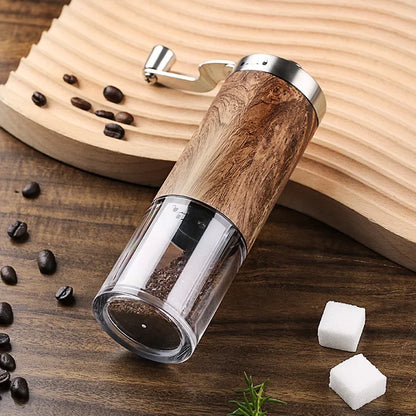 Portable Stainless Steel Manual Coffee Grinder Wood Grain Hand Coffee Bean Mill Espresso Coffee Maker with Ceramic Burrs