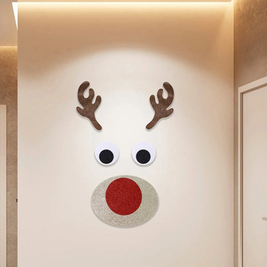 Christmas Door Window Stickers Felt Cloth Snowman Santa Claus Elk Wall Sticker Christmas Home Decoration Happy New Year