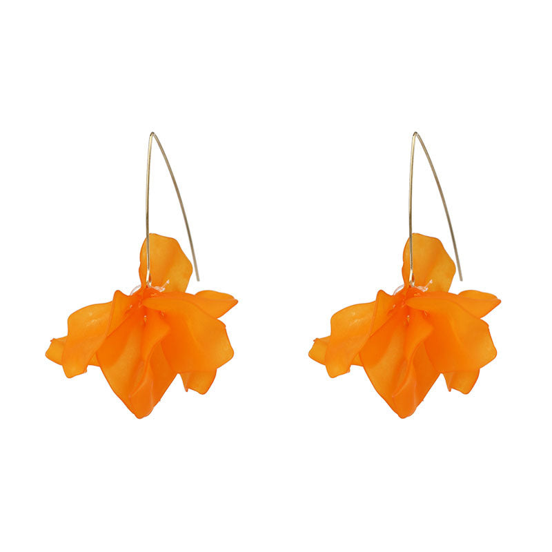 Multicolored Fashion Resin Flower Long Drop Earrings - 2022 Bohemia Handmade Petal Dangle Earrings