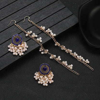 Retro Indian Tribal Earrings for Women - Bohemian Multilayer Pearl Tassel Crystal Round Jhumka Earrings, Elegant Temperament Jewelry