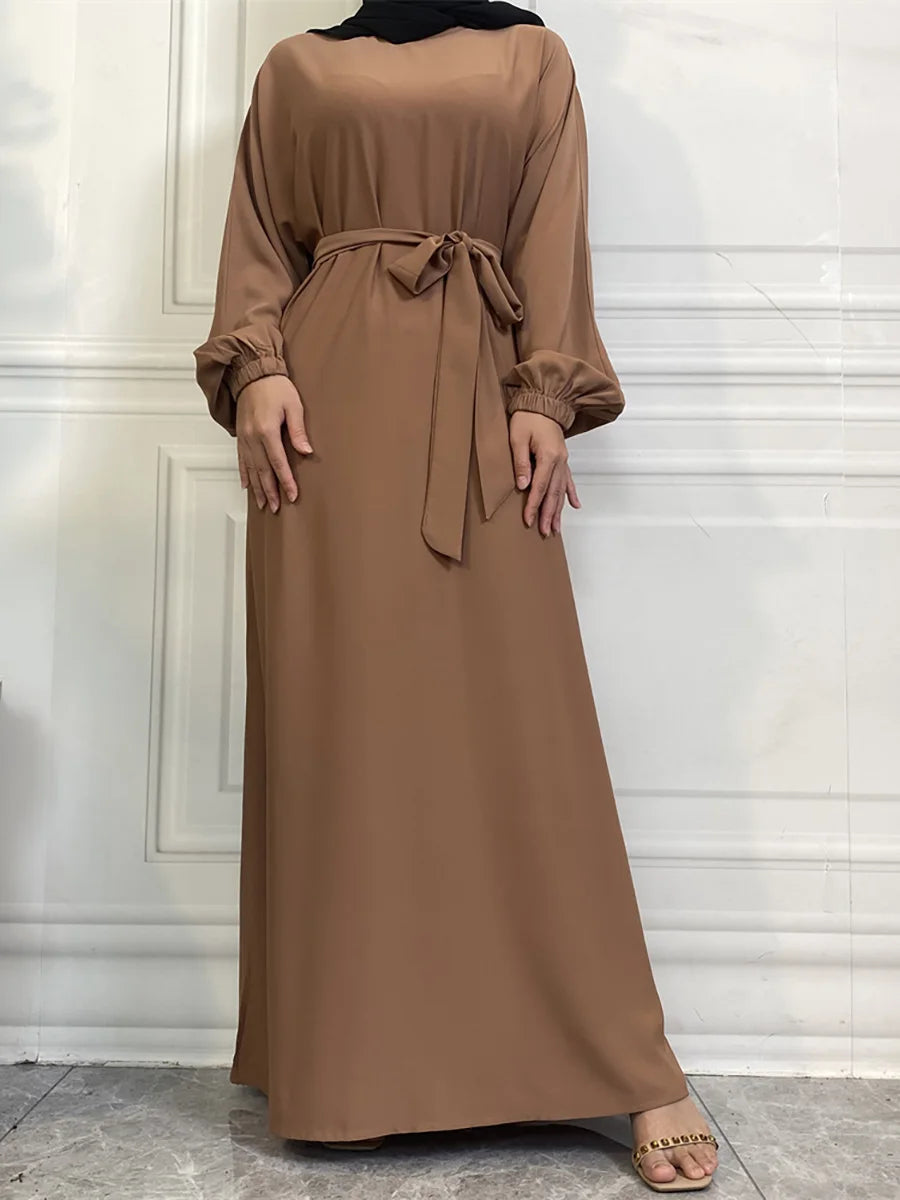 Hot Selle Simple Style Moroccan Dresses Kaftan Turkey Solid Color Gulf Abayas Islamic Women Long Dress Muslim Saudi Robe Ramadan