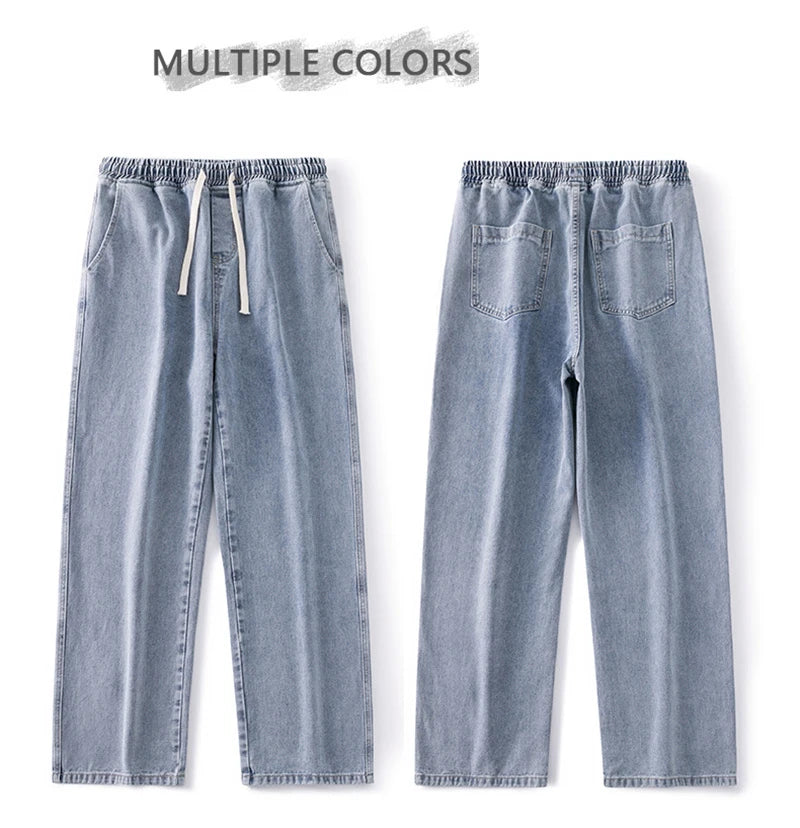 Autumn Korean Fashion Drawstring Y2K Jeans Homme Classic Baggy Straight Wide Leg Pants New Hip Hop Streetwear Casual jean