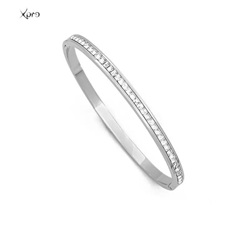 Stainless Steel Bracelet - Inlaid Cubic Zircon, Waterproof