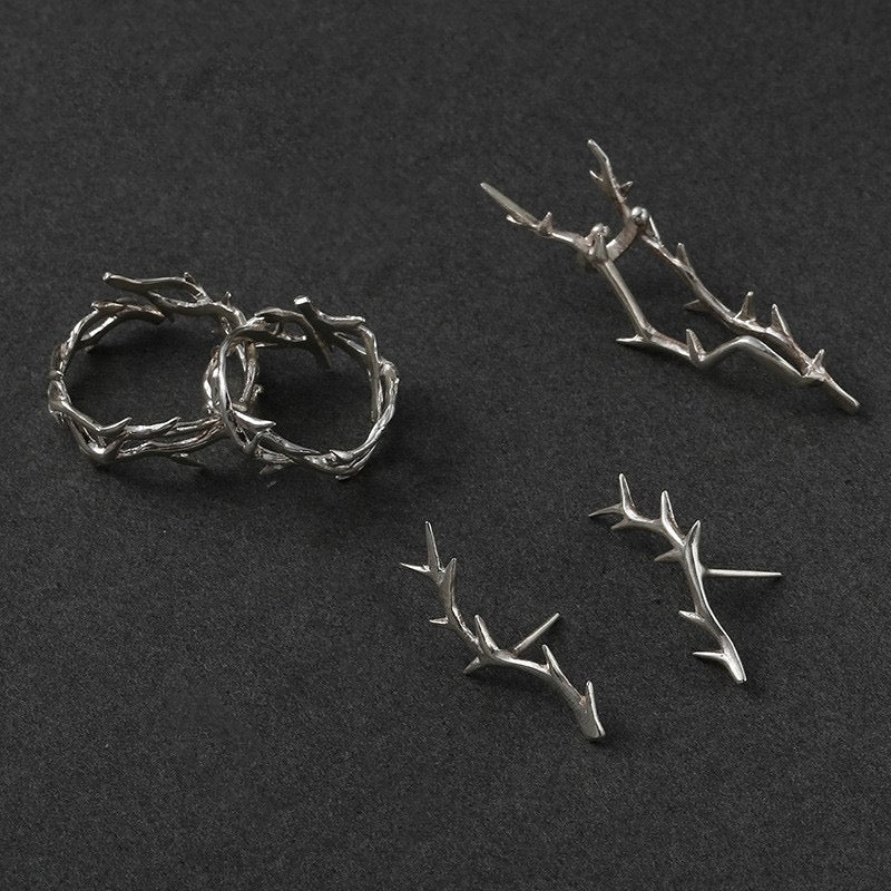 Instagram Style Punk Irregular Thorn Couple Ring Vintage Hip Hop Personalized Men's Adjustable Finger Ring Women's Lover Jewelry